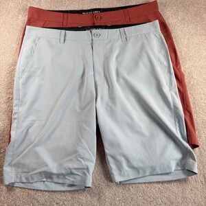 Matte Grey Men Performance Golf Shorts Size 38 Lot of 2 Blue Red Solid Polyester